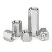 Factory Direct Supply Zinc Plated Long Nut Hexagon Threaded Rod Coupling Connected Nut Customized Fine Carbon Steel DIN Metric