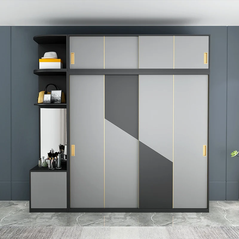 Dressing Table Dressing Mirror Sliding Door Wardrobe Top Cabinet Large Storage Closet Wardrobe
