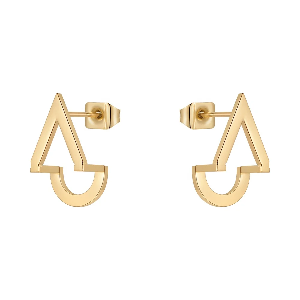Original Design 18K Gold Plated Stainless Steel Jewelry New In Geometric Piercing Triangle Ear Stud For Women Earrings E221453