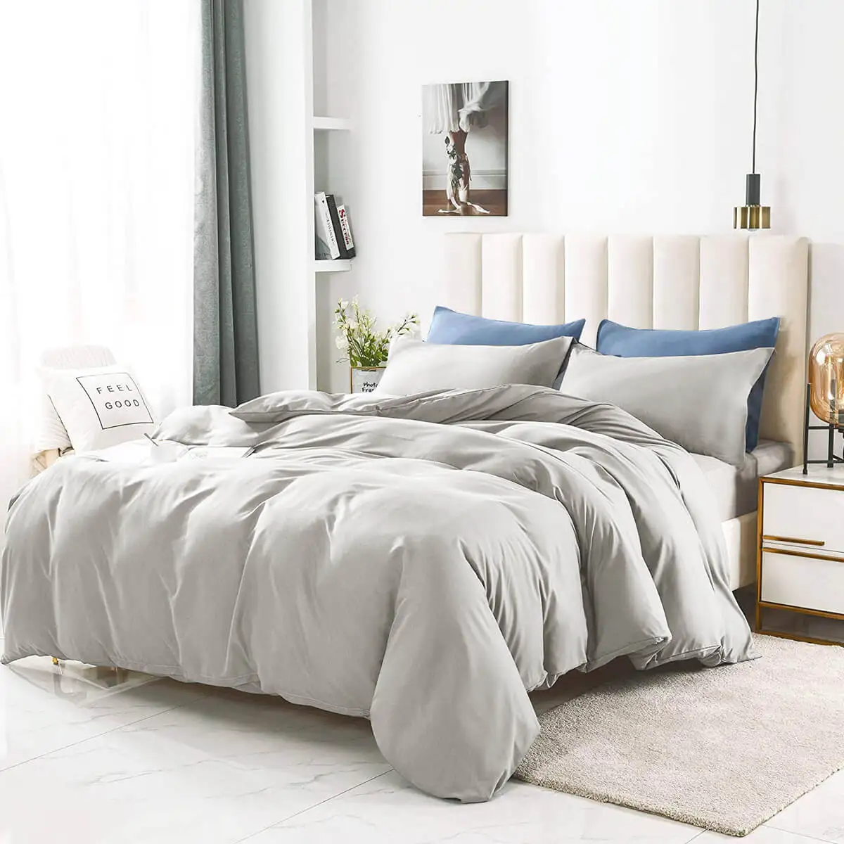 plain light grey duvet cover