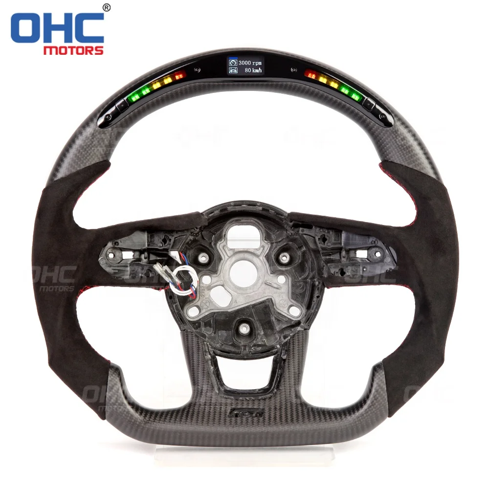 Custom LED RPM Steering Wheel for Audi RS3 8V 8Y RS4 RS5 S3 S4 S5 RS Leather Honeycomb Carbon Fiber Steering Wheel