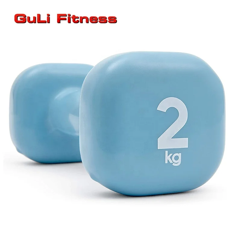 ビニールスクエアシェイプダンベル1kg〜5kg女性レディダンベルカラフル