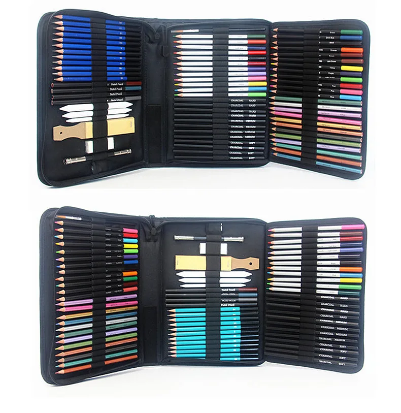 Complete Colored Pencil Set With Travel Case For Drawing & Colouring_voghion.com