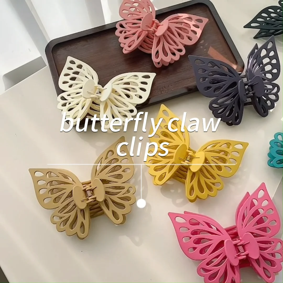 Dowell Wholesale Double Hollow Shark Clip Frosted Matte Large Plastic Butterfly Hair Claws Buy