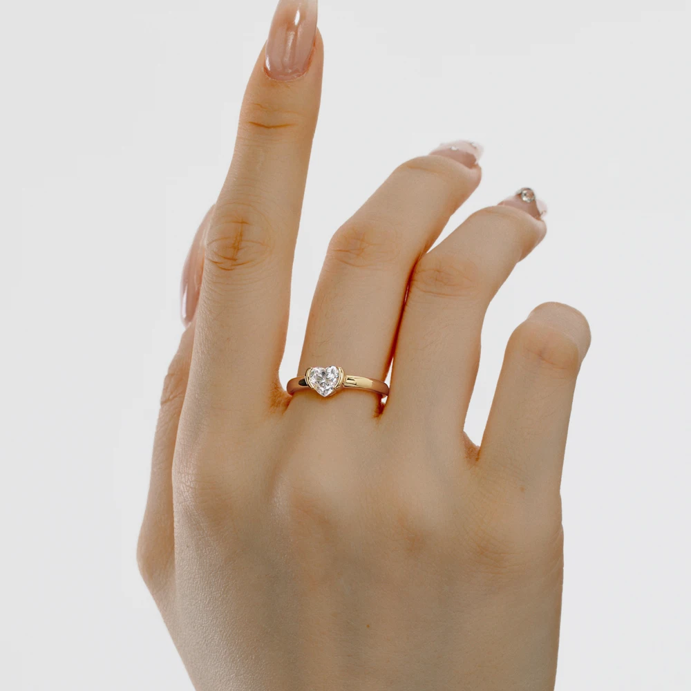 KAKODIY Custom Luxury Cubic Zirconia Engagement Ring 18K Gold 925 Sterling Silver Heart Shape Wedding Ring Women's Fine Jewelry detail 1