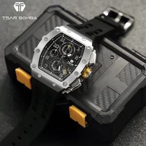 TSAR BOMBA Men's Quartz Watch Fashion Trend with Luminous Feature 50M Waterproof Wholesale Silicone Band