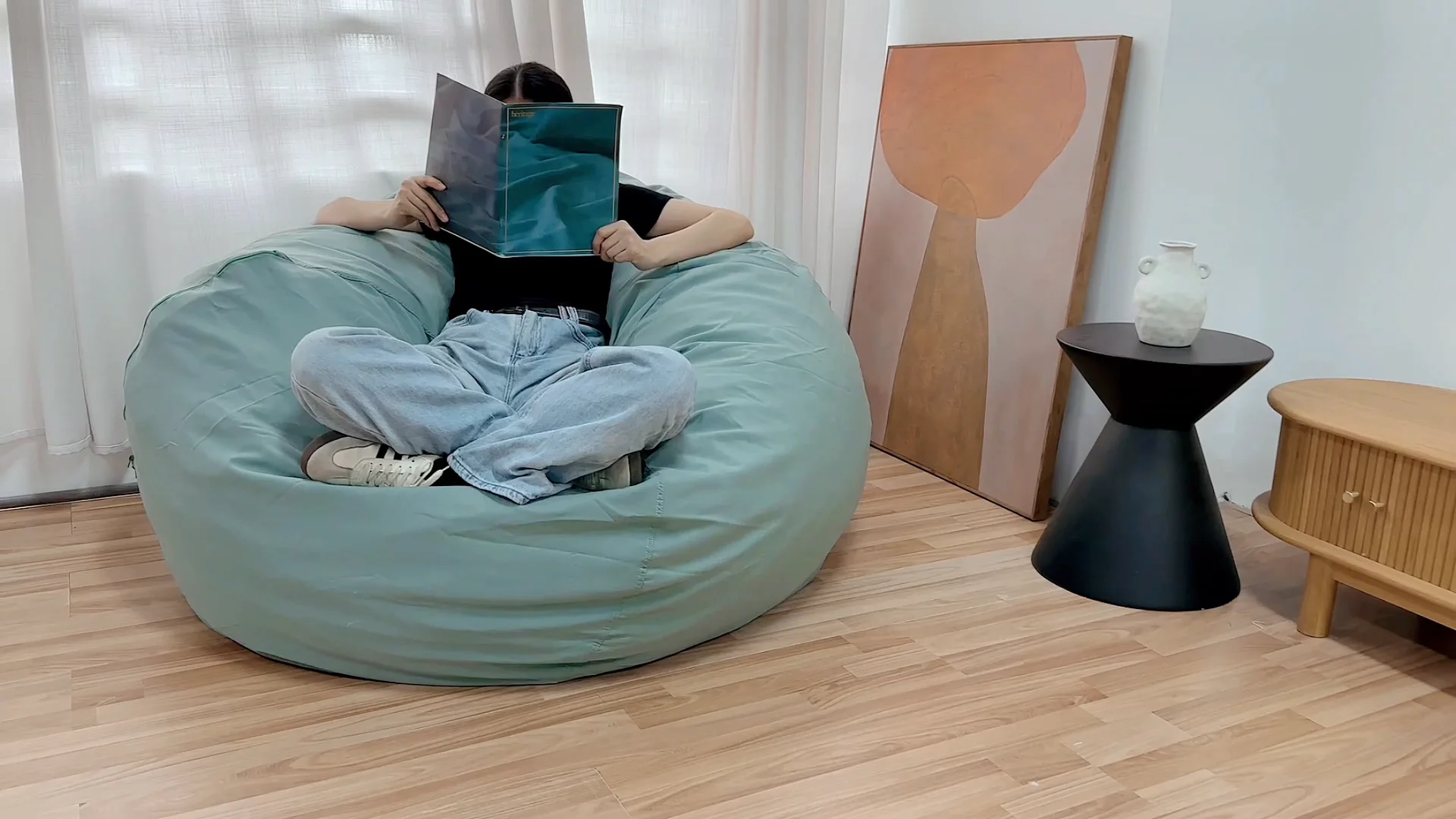 Luxury Faux Fur Shredded Foam Bean Bag Shredded Foam Chair Large Lazy