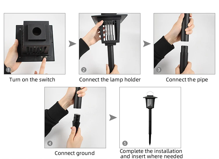 Solar Bug Zapper Outdoor garden Mosquito Fly Killer Solar LED Pathway Lights Ground Landscape Lighting for camping manufacture