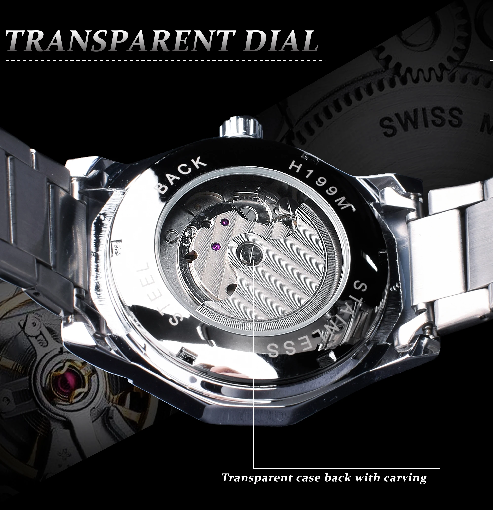 FORSINING Orologio Automatico Scheletro Uomo: Tourbillon, Cassa 42mm, Cinturino Acciaio, Impermeabile 30m, Lancette Luminose, Regalo Lusso - 6