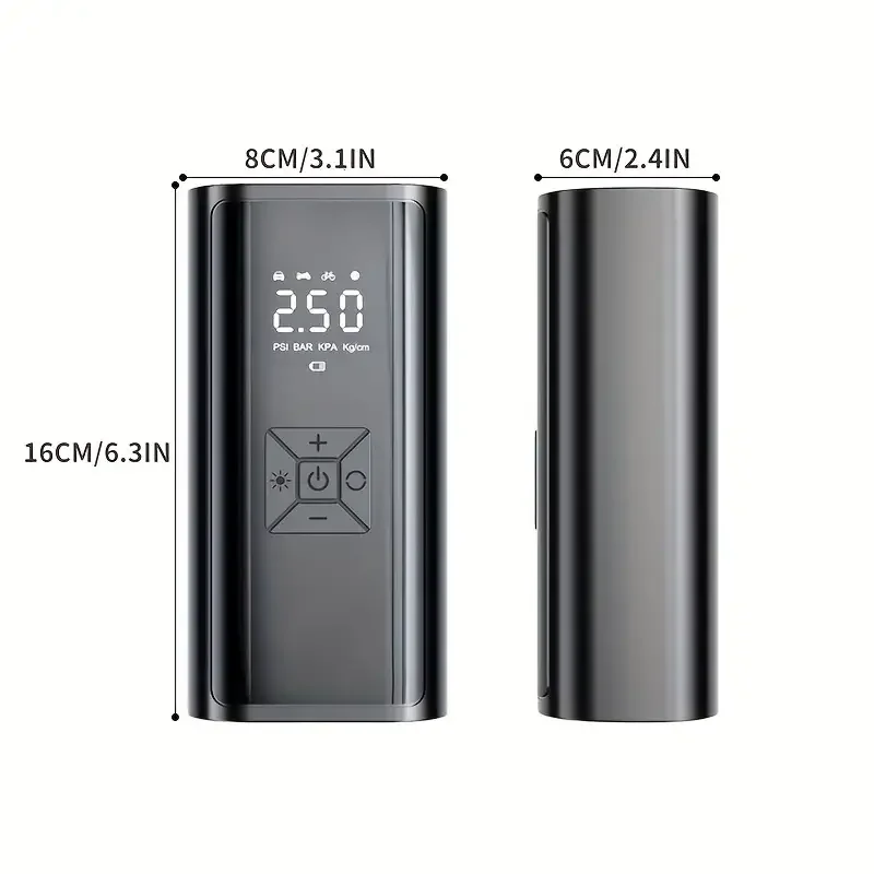 COMPRESSORE ARIA PORTATILE A BATTERIA RICARICABILE 12v PER RUOTE AUTO MOTO BICI - Foto 9