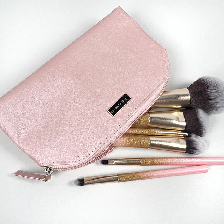 Customize Logo Pink Makeup Brushes PU Bag Cosmetics Case Beauty Case for Travel