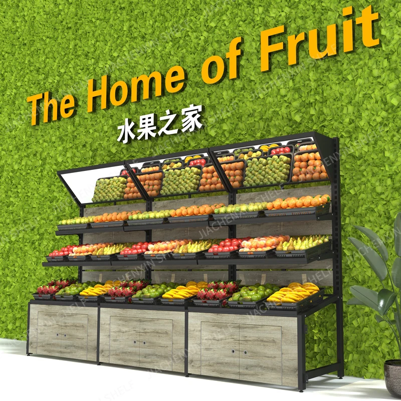 Stainless Steel & Wooden Fruit & Vegetable Racks for Stores