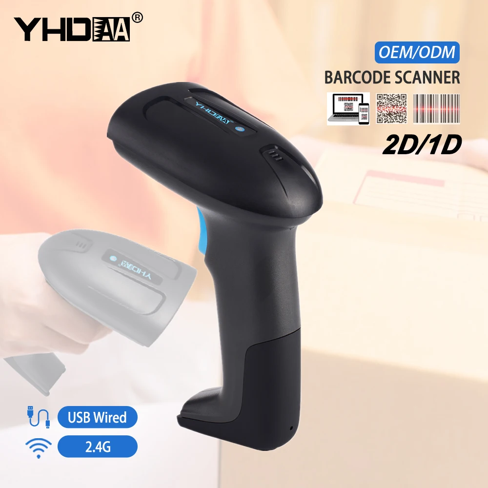 2D Barcode Scanner Wireless Barcode Scanner Data Collector Support Read 1D QR Codes