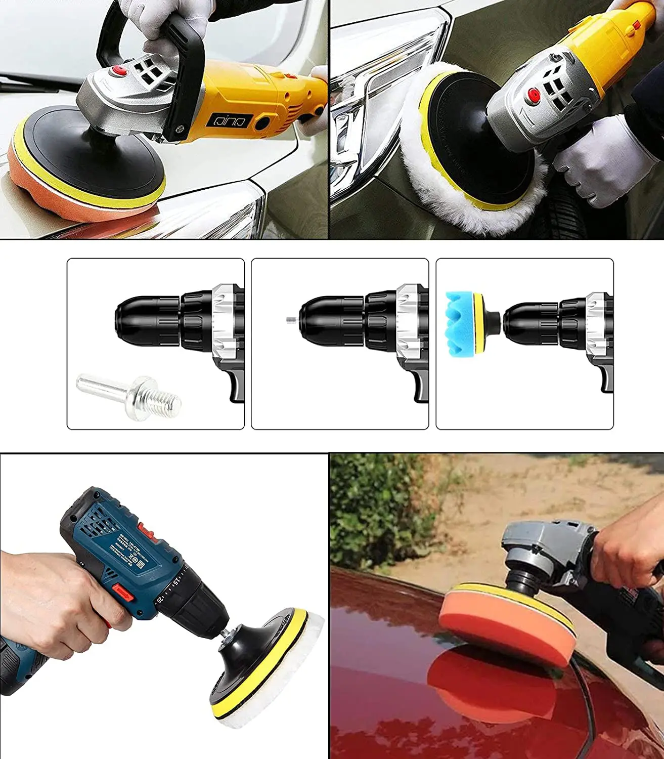 3-дюймовая пленка с полировальной подложкой комплект губка для автомобиля пены дрель буфера крепления восковой депиляции полировка герметизация