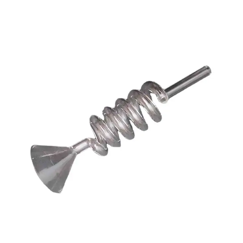 Custom Logo Handmade High Borosilicate Clear Glass Funnel with Straight Top Spiral NECK Cooling Funnel for Coffee Filter Maker details