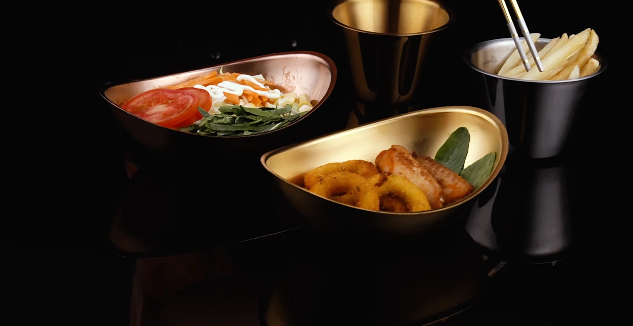 restaurant snack ftuit food metal gold bowl 304 stainless steel