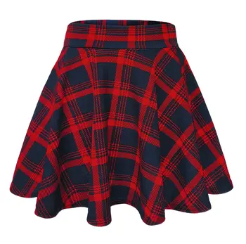 custom ladies clothing 2022 new arrival autumn red plaid OEM casual pleated mini skirts for women
