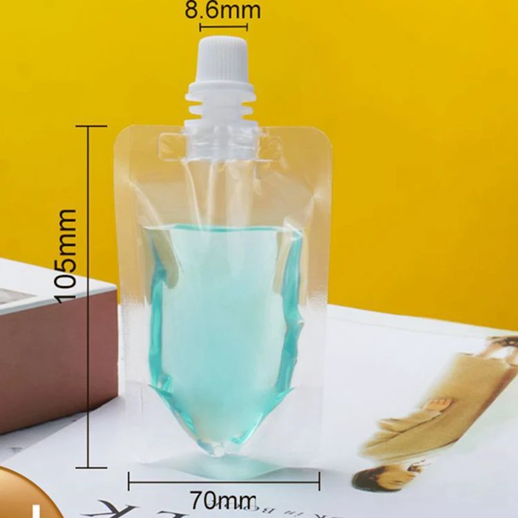 Refillable Liquid Pouches Flask Liquor Transparent Bag Beer Packaging Bag Reusable Clear Drinking Bags with Rotating Nozzle Cruise Pouch for Travel