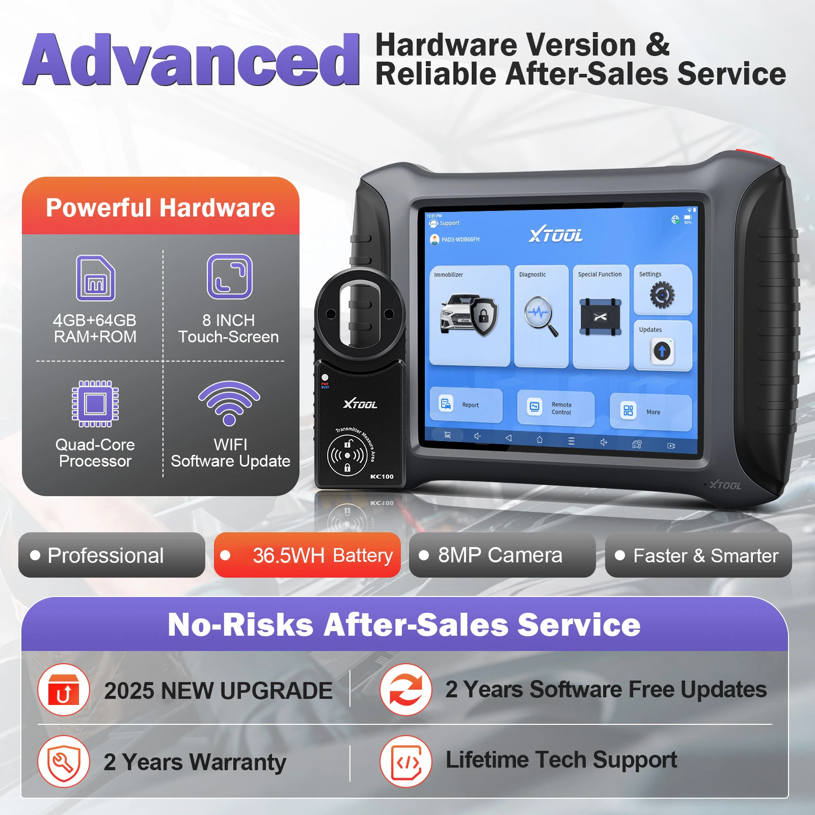  X100 PAD3 Auto Key Programmer OBD2 Immobilizer With KC100 ALL System Diagnostic Tools Active Test Better Than X300 Pro4