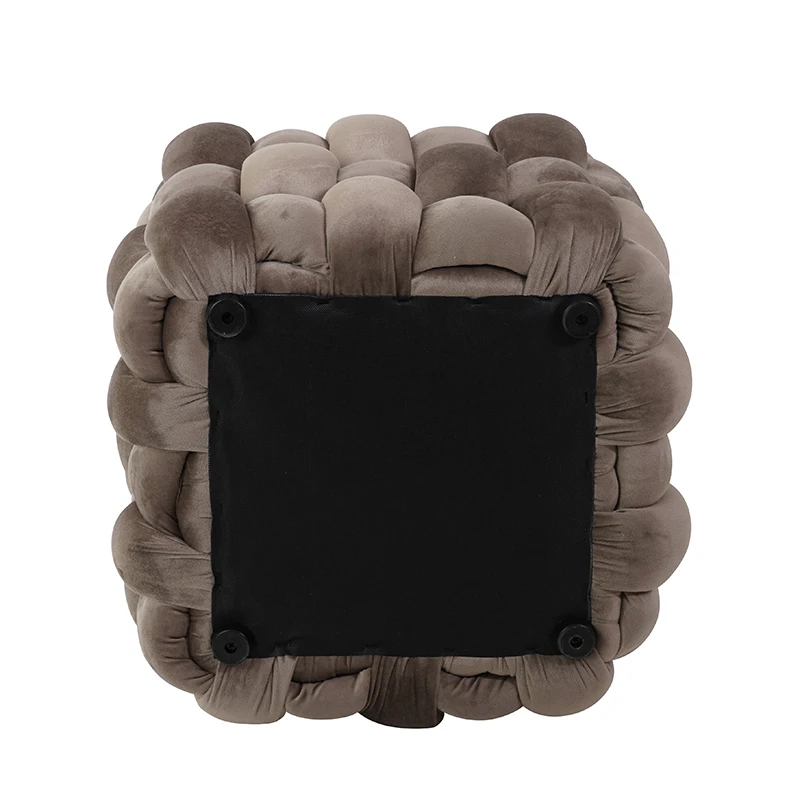 Cube Low Pouf Foot Stool Ottoman Hand Knitted Pouf Pouffe Home Footrest for Living Room