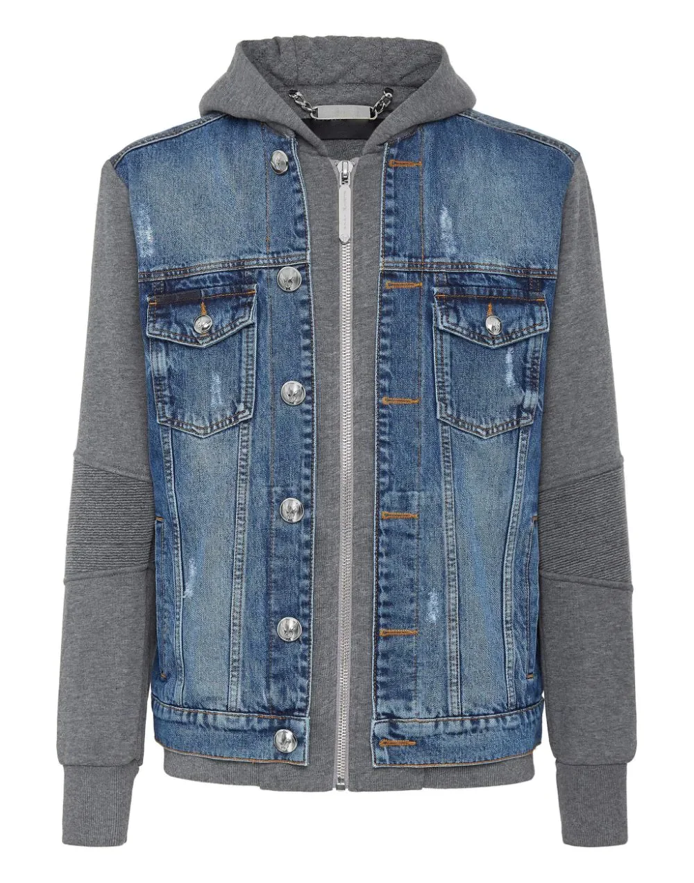 Wholesale Custom Logo Vintage Men's Casual Cotton Patchwork Long Sleeve Hooded Denim Men's Jacket