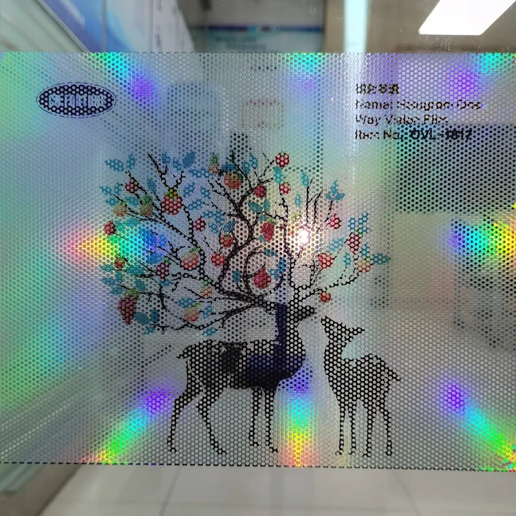 Design See Through One Way Vision Film Mesh Window Glass Sticker Material