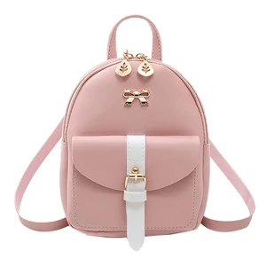 Girls Bow-knot Leaf Hollow Mini Backpack Luxury PU Leather Kawaii Backpack Cute Graceful Bagpack Small School Bags