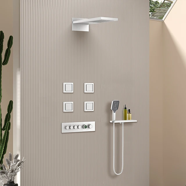 New Thermostatic Body Jet Rainfall Digital Shower Set For Bathroom Single Handle Concealed Shower Set