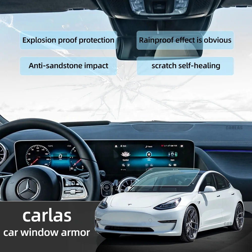 Carlas 1.52 * 15m防水防爆汽车挡风玻璃防雨玻璃膜车窗TPU疏水性玻璃保护膜