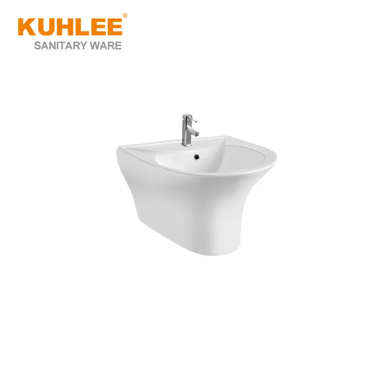 New Model Round Basin Ceramic Hand Wash Basin Bathroom Wall Hung Half Pedestal Basin Sinks With Good Price