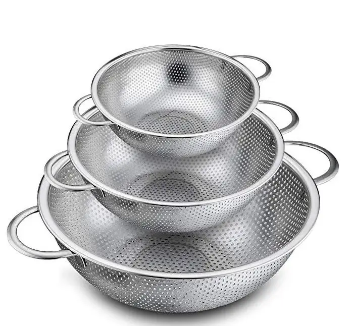 Кухонная утварь из нержавеющей стали перфорированный дуршлаг корзина для фруктов и овощей пищевого использования