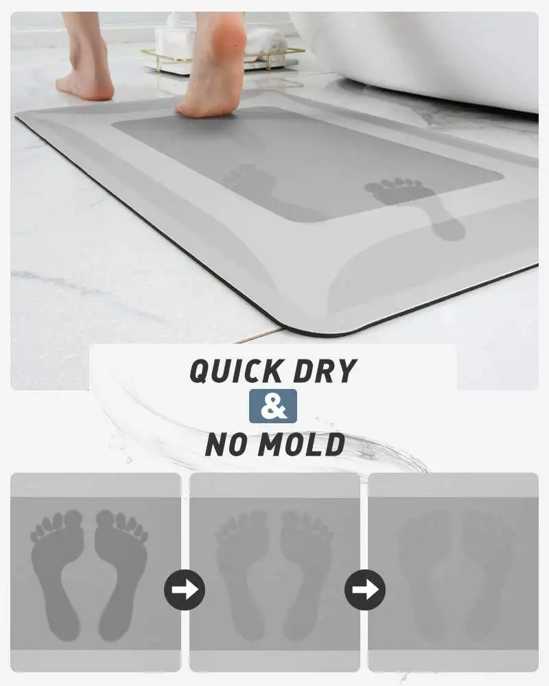 Soft Cartoon 3d Printing Diatomaceous Earth Bath Mat Non Slip Quick Dry