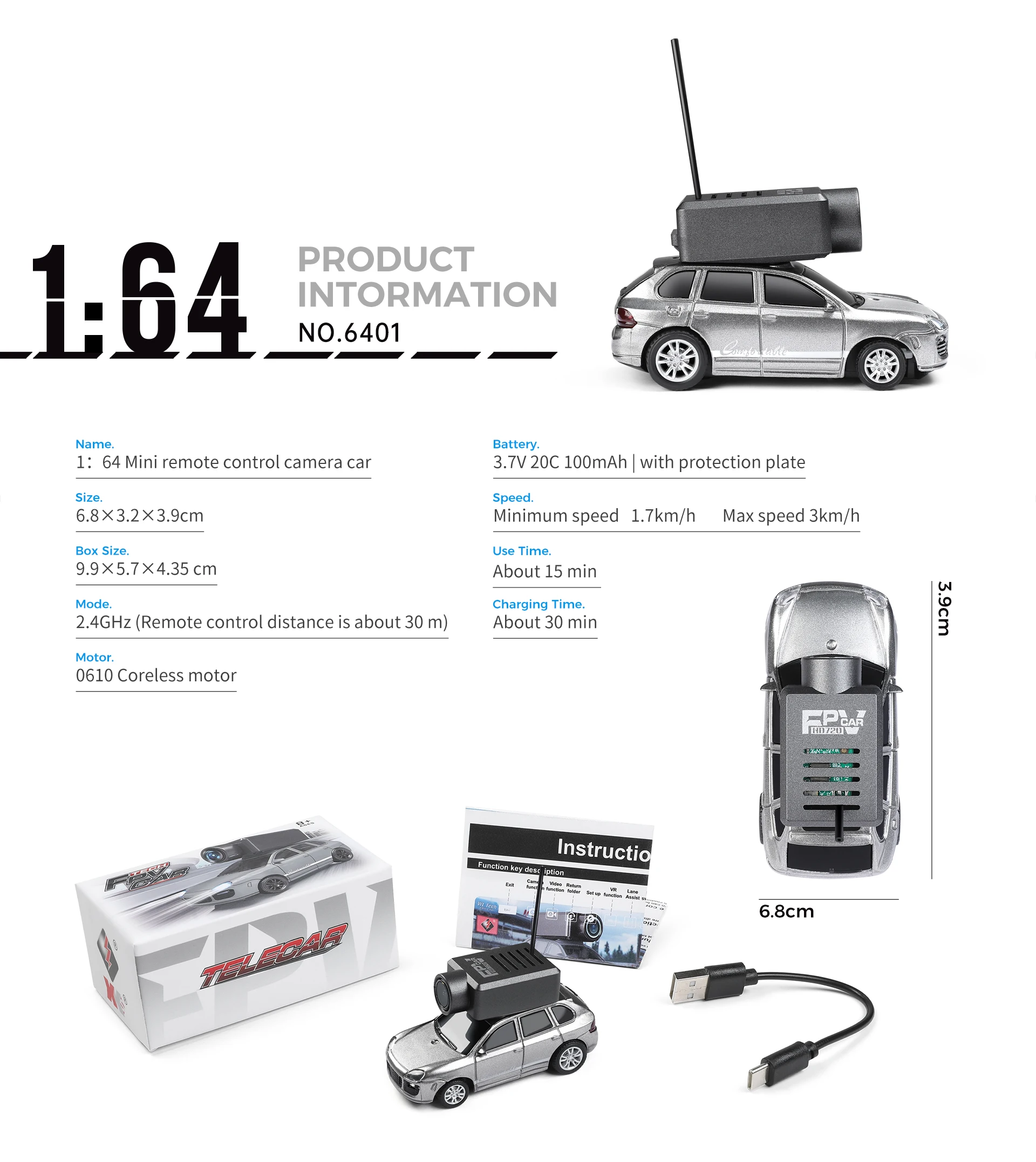 WL 6401 Car with Camera 1:64 Remote Control Toys Camera Car APP Version 2.4G Built-in Mini Cars for Kids