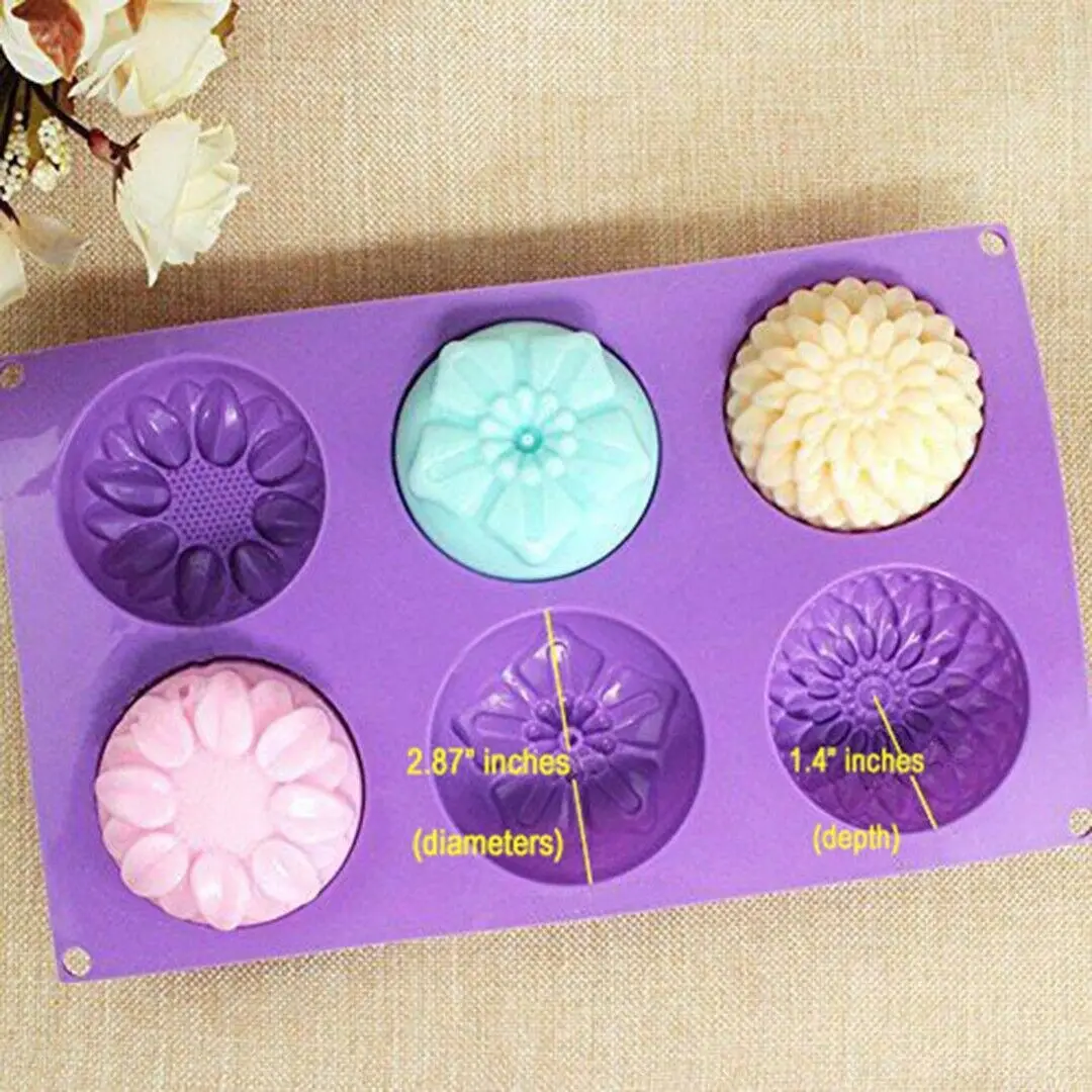 6 Holes Flower Shaped Silicone Mold Sunflower Flower Form Fondant