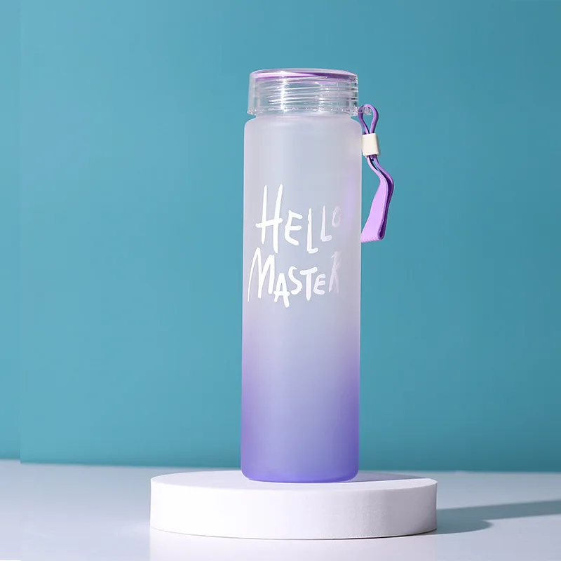 2022 Reusable New Design  Frosted Custom Logo Letter Colorful  Drinking  Glass Water Bottle