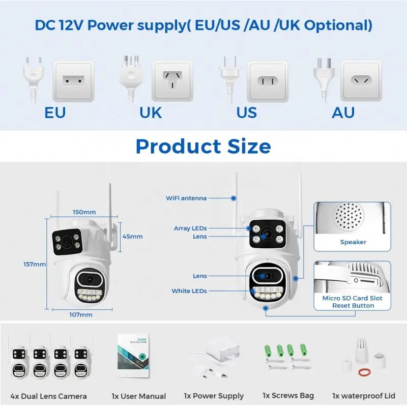 Surveillance Camera Complete Kit of 8 Support 2 Cctv System for Home Integrated Wireless Security Set Video 4 Cameras With Dvr