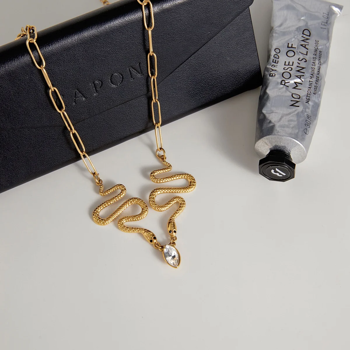 Luxury Rhinestone Snake Necklace - Stainless Steel