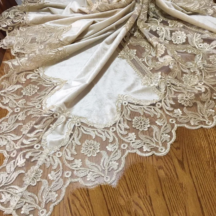 American Style Lace Rectangular Tablecloths and Runners Wedding Velvet Tablecloths with Macrame Border Table Cloths