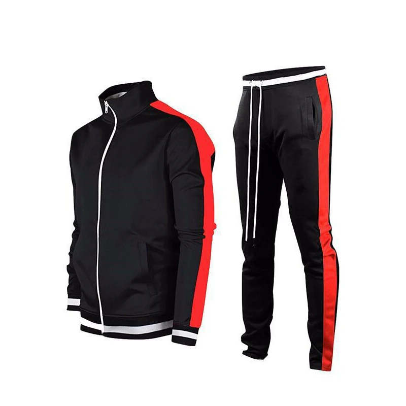 High Quality Custom Design Blank Training Jogger Sweatsuit Men Zip up Two Piece Track Suits Sets