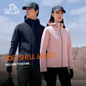 PELLIOT Windbreaker Outdoor Mens Softshell 100% Polyester Adults Men Water Repellent Lightweight Soft Shell Jacket