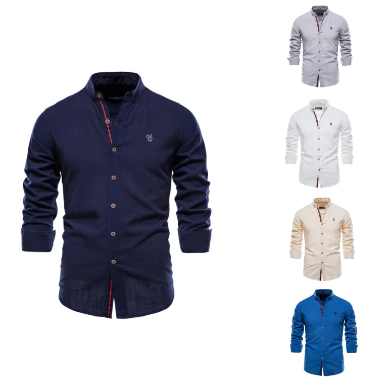 Camicie in lino Camicia casual a maniche lunghe da uomo Camicie morbide e traspiranti830_voghion.com