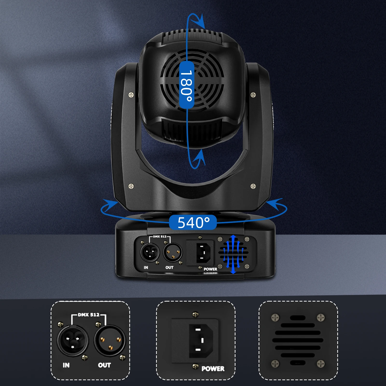 U`King 150W DMX Controlled Moving Head Light - 7 Color Patterns