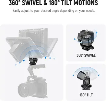 NEEWER Camera Monitor Mount with Cold Shoe, 1/4" Screw for 5" & 7" Field Monitor Compatible with Atomos Ninja V, 360 Swivel detail image