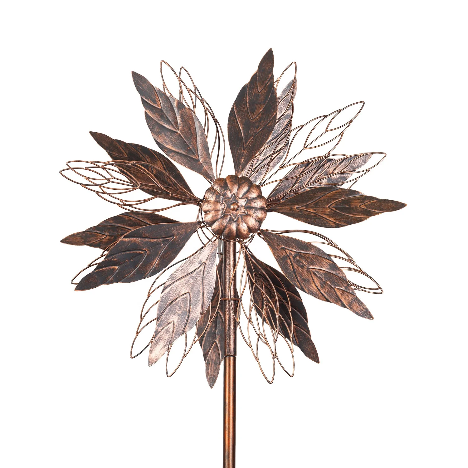 Copper Wind Spinner With Hummingbird Tail