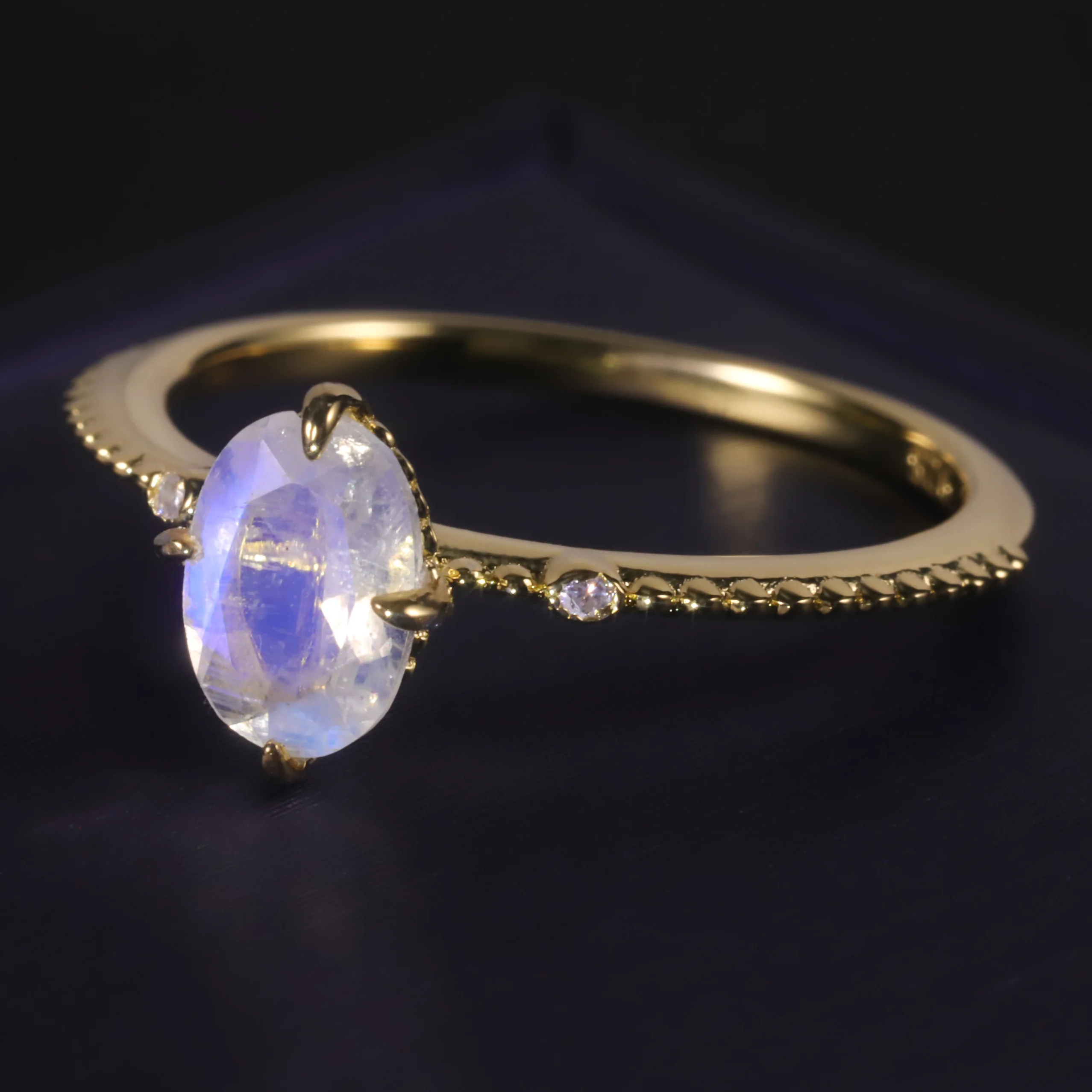 Chalisa Jewelry ムーンストーン ラウンド ソリテール 925 シ Chalisa Jewelry ムーンストーン ラウンド ソリテール 925 シ