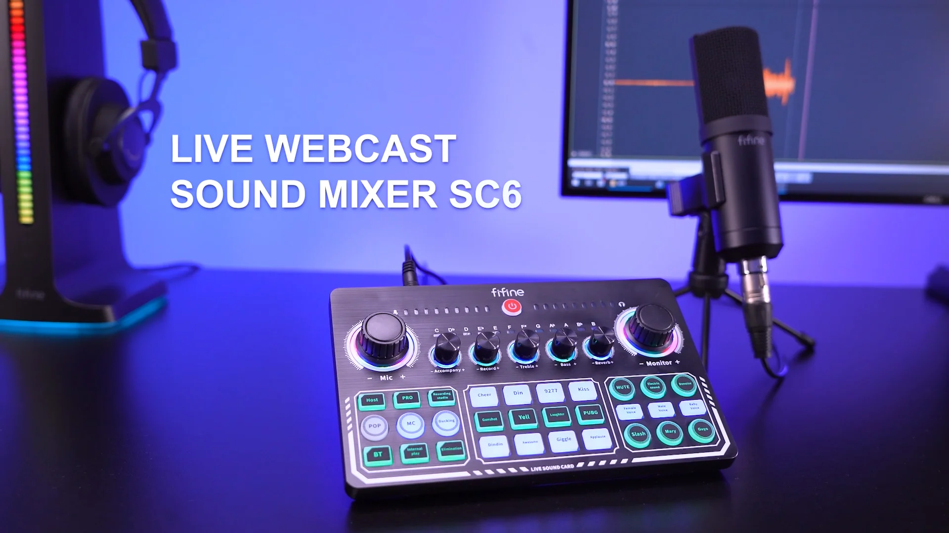 Fifine Sc6 Streaming Live Sound Card Recording Studio Equipment Podcast ...