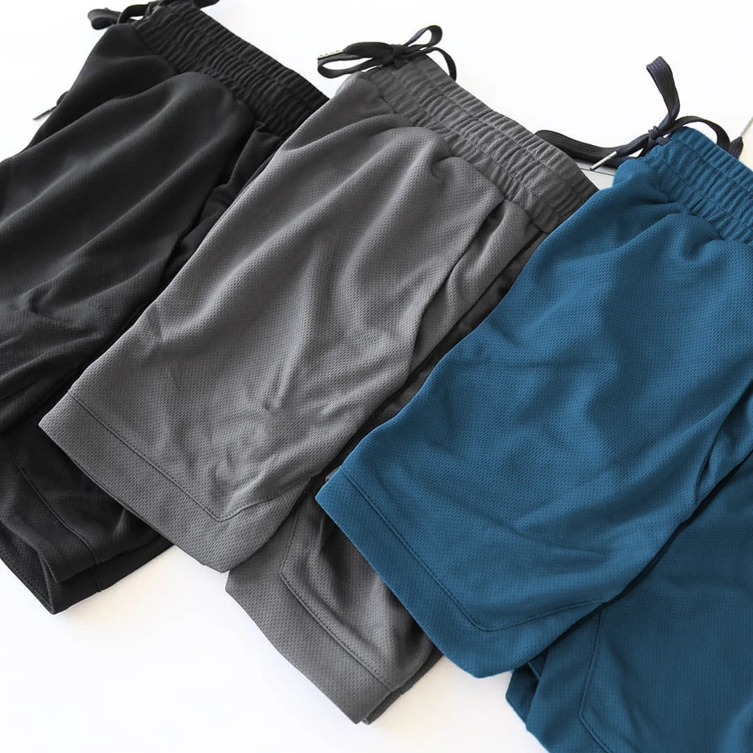 pantaloncini da palestra traspiranti ad asciugatura rapida con tasche da spiaggia da corsa in poliestere da allenamento407_voghion.com