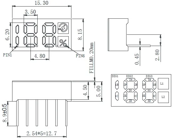 Character led display 7 segment 0.25 inch digit 188 customized icons for power banks