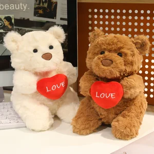 Valentine's Toy Gift Cheap Valentine Day Stuffed Plush Teddy Bear with Heart Pillow