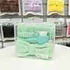 Green hairband massage brush 4-piece set-transparent pp box